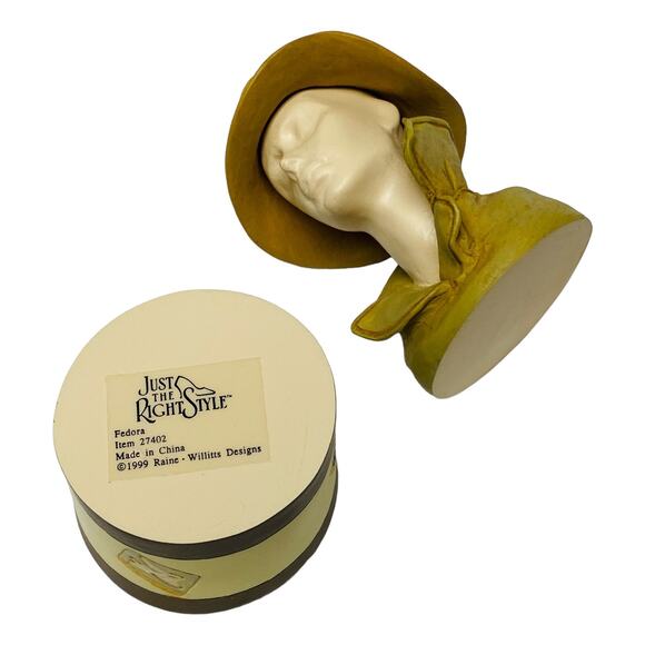 1999 Just the Right Style Fedora Hat Trinket Box 27402 by Raine MIB - Picture 2 of 12
